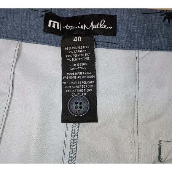 Travis Matthew Mens But Why Golf  Performance Shorts Size 40 Blue Palm Trees NWT - Picture 4 of 9